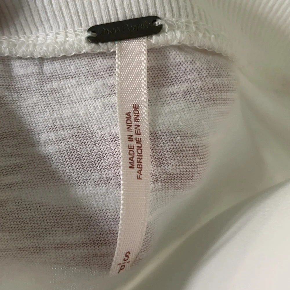 Free People white long sleeve embroidered shirt